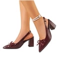 thumbnail image 5 of YTCAMLO Chunky Slingback Heels for Women, Fashion Pointed Toe Bow Tie Block Heel Pumps, Office Wedding Party Dress Shoes, 5 of 8