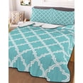 thumbnail image 3 of Quilts King Size, Quatrefoil Moroccan Pattern Soft Comforter Bedding Set for Bed, Geometric Aqua Morocco Lightweight Quilted Bedspread with Pillow Cover(2 Pieces) for All Season, 96x106 Inch, 3 of 6