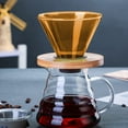 thumbnail image 4 of Coffee Filter Mug under $5! CQCYD Reusable Glass Coffee Filter Mug, Portable Hand Brew Dripper with Removable Wooden Base, Pour Over Coffee Maker, 4 of 6