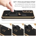 thumbnail image 5 of Phone Case Samsung Galaxy S22, Love Heart Cute Case with Wristband Kickstand Holder Soft TPU Plating Bumper Protective Slim Shockproof Cover for Girls Women, Black, 5 of 8