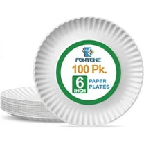 FONTEME 6-inch Disposable Paper Plates - 100-Pack | Microwave Safe | Everyday Use | White [100PK]