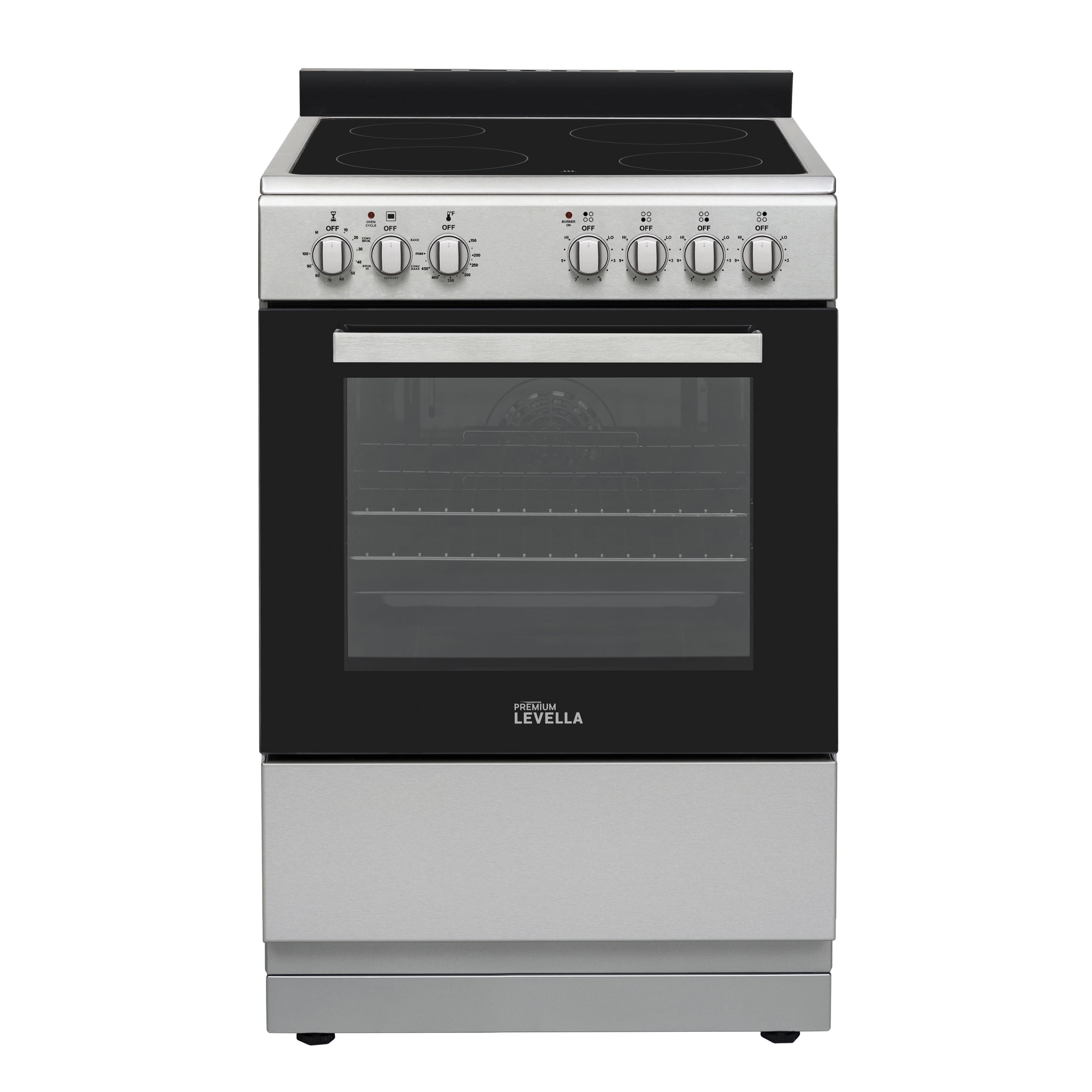 Premium Levella PREV2406VW 24" Vitroceramic Cooktop Electric Range with 4 Burners and 2.6 Cu. Ft. Single Convection Oven - Silver
