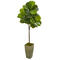 Nearly Natural 66in. Fiddle Leaf Artificial Tree in Green Planter (Real Touch)