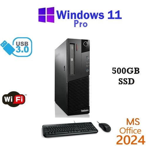 Restored Windows 11 Lenovo Core i3 16GB RAM 500GB SSD WiFi Desktop ...