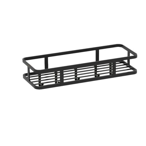 Metal Basket for Kitchen Storage Wall Mounted Organizer Black Iron Spice Rack Bathroom Toiletries Holder 30x12x5.5cm Mesh Countertop Shelf for Seasonings Sundries