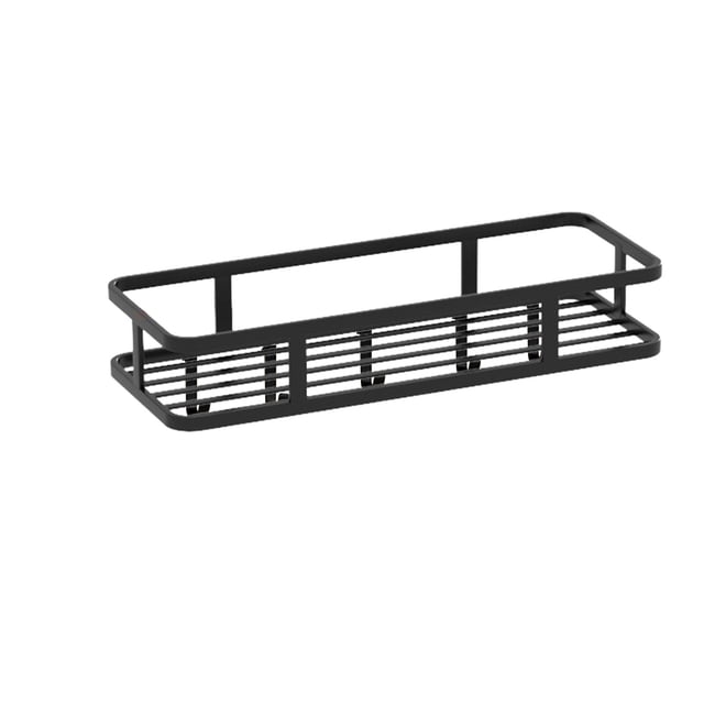Estante de Almacenamiento de Cocina Cesta de Pared Metálica con Cinco Ganchos, 30x12x5.5cm de Hierro Negro Y Organizador de Condimentos para Cocina O Baño