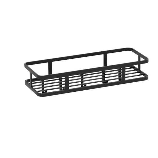 Estante de Almacenamiento de Cocina Cesta de Pared Metálica con Cinco Ganchos, 30x12x5.5cm de Hierro Negro Y Organizador de Condimentos para Cocina O Baño