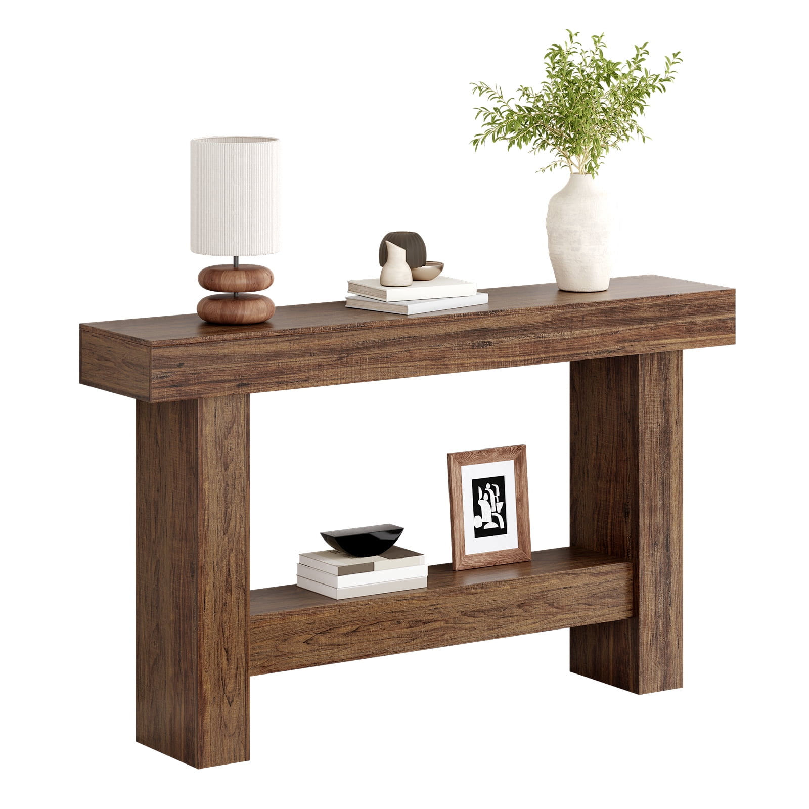 Tarnorci Wooden Console Table,  Behind the Couch, Farmhouse Entryway Table for Hallway, Living Room, Brown