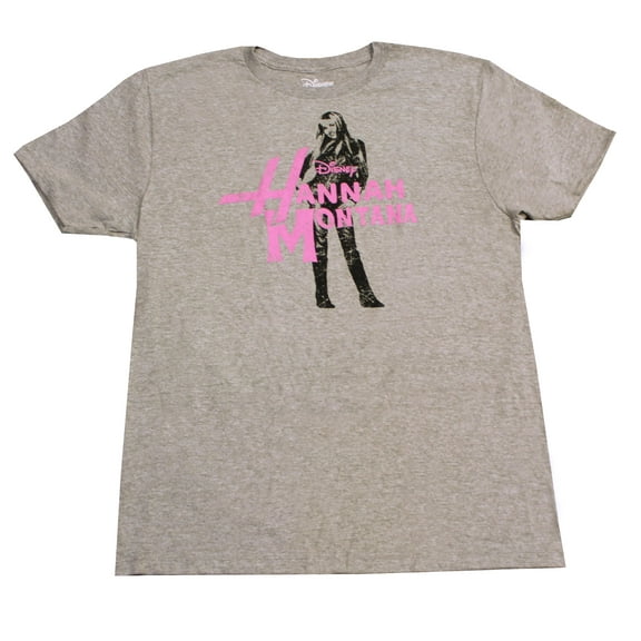 Bioworld Disney Hannah Montana Hot Pink Logo Grey T-Shirt | X-Large Unisex