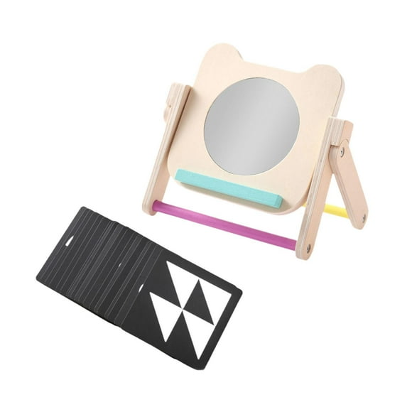 Lipstore Montessori Infant Time Mirror Toy Black and White Cards Educational Visual Skill
