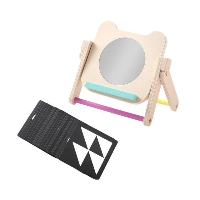 Montessori, juguete de espejo de tiempo para bebés, tarjetas en y negro, juguete de aprendizaje sensorial, actividades de alto contraste, para