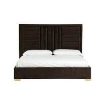 Modrest Daystar - Eastern King Modern Black Velvet and Gold Bed