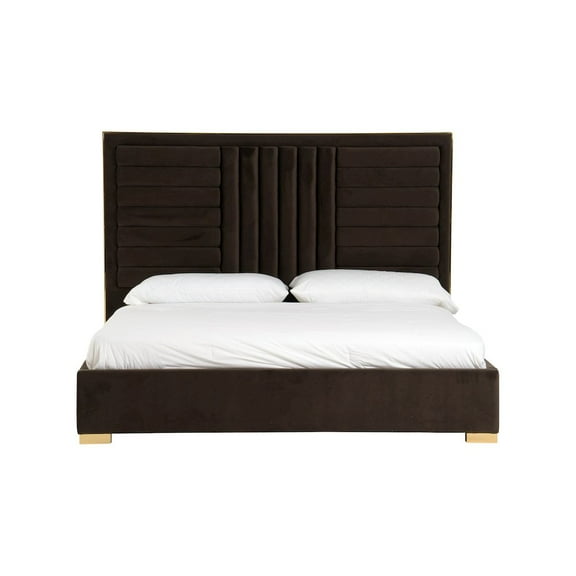 Modrest Daystar - Eastern King Modern Black Velvet and Gold Bed