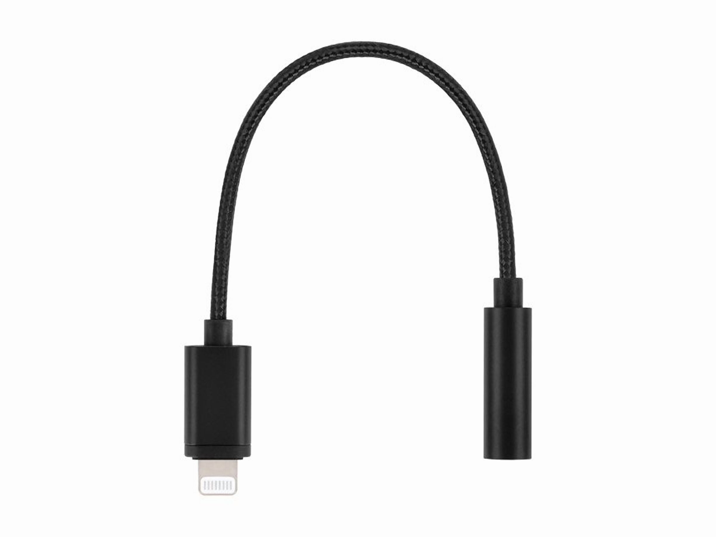 Monoprice USB & Lightning Cable - MFi Certified Lightning to 3.5mm Audio Adapter - Black | Nylon Braided, Works With Any Apple Lightning Device
