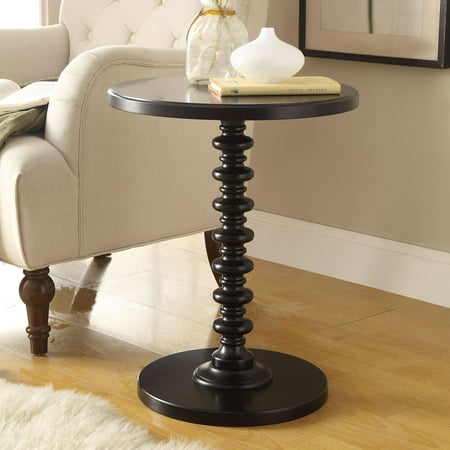 Astonishing Side Table With Round Top, Black- Saltoro Sherpi