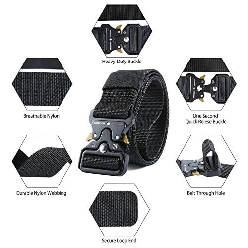 KingMoore Men's Tactical Belt Heavy Duty Webbing Belt Adjustable Military Style Nylon Belts with Metal Buckle KingMoore KingMoore