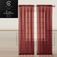 thumbnail image 1 of Two (2) Brick Red Sheer Rod Pocket Window Curtain Panels: 108"W x 84"L, Fully Hemmed, 1 of 1