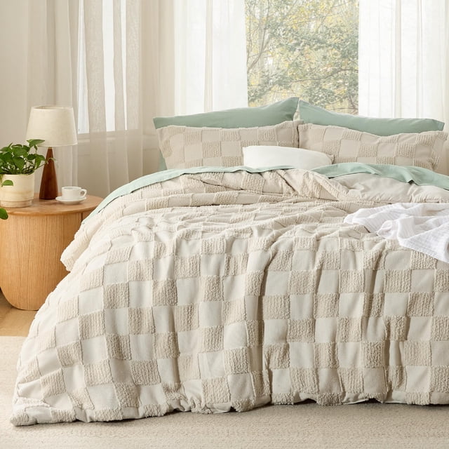 Juego de edredón Bedsure California King, color beige, bohemio, 3 piezas