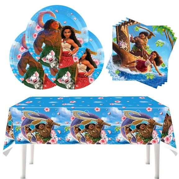 Blue Cartoon Ocean Theme Party Supplies 20pcs Plates 20pcs Napkins and Tablecloth Tableware Set Birthday  Party Decorations Serve 20