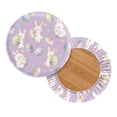 thumbnail image 2 of Renewold Round Stool Chair Covers 13"-15" Stretch Washable Stool Cushion Slipcover, 2 Count Breathable Bathroom Stool Chair Covers for Easter Home Decor, Easter Bunny Egg Polka Dot Purple, 2 of 6