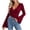 Wine, variant on Womens Ribbed Knit Tops Wrap V Neck Flare Sleeve Slim Casual Pullover Shirts