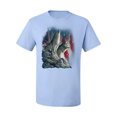 thumbnail image 2 of Howling Wolves into the Night Sky with Stars and Stripes | Mens Animal Lover Graphic T-Shirt, Light Blue, X-Large, 2 of 3
