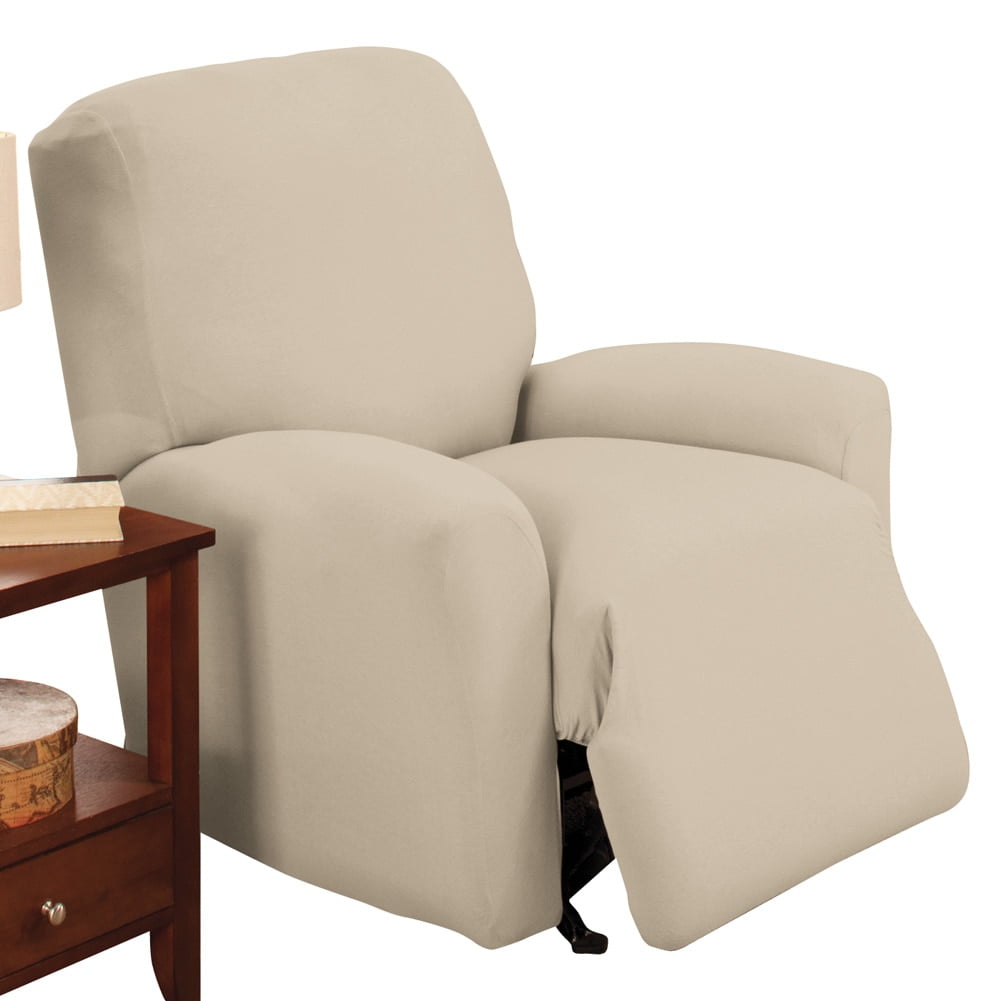 Jersey Knit Form Fit Stretch Furniture Slipcover, Recliner, Cream
