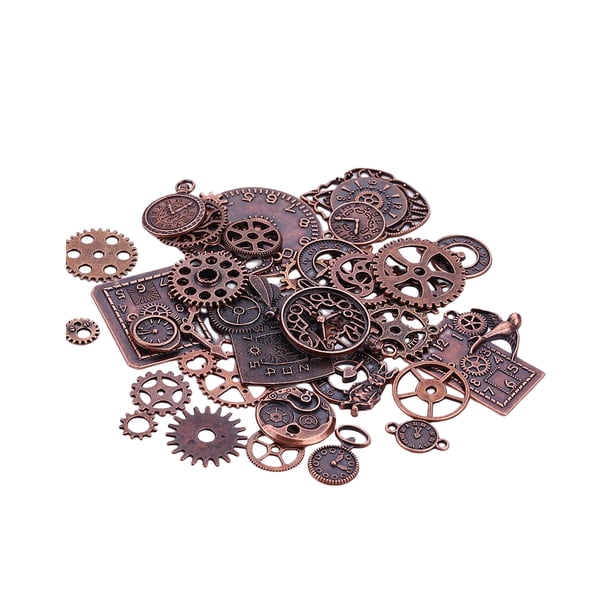 Billuyoard 40 piezas de joyería de metal que hace los hallazgos de accesorios mecánicos de engranajes de bricolaje Artesanía rojocobre