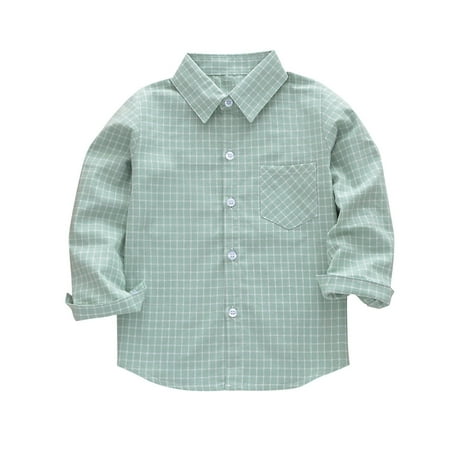 

Odeerbi Toddler Boys Girls Plaid Shirt Fashion Casual Long Sleeve Button Down Casual Shirt Green