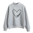 thumbnail image 2 of Dyfzdhu Autumn Winter Crew Neck Sweatshirts Women Heart Graphic Long Sleeve Pullover Sweater Grey, 2 of 4