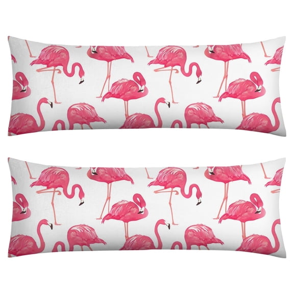 Long Body Pillow Cover - Soft & Breathable, Hidden Zipper, 20"x54", Tropical Flamingo & Floral Print - Perfect Gift for Beach Lovers, Side Sleepers, Summer Home Decor