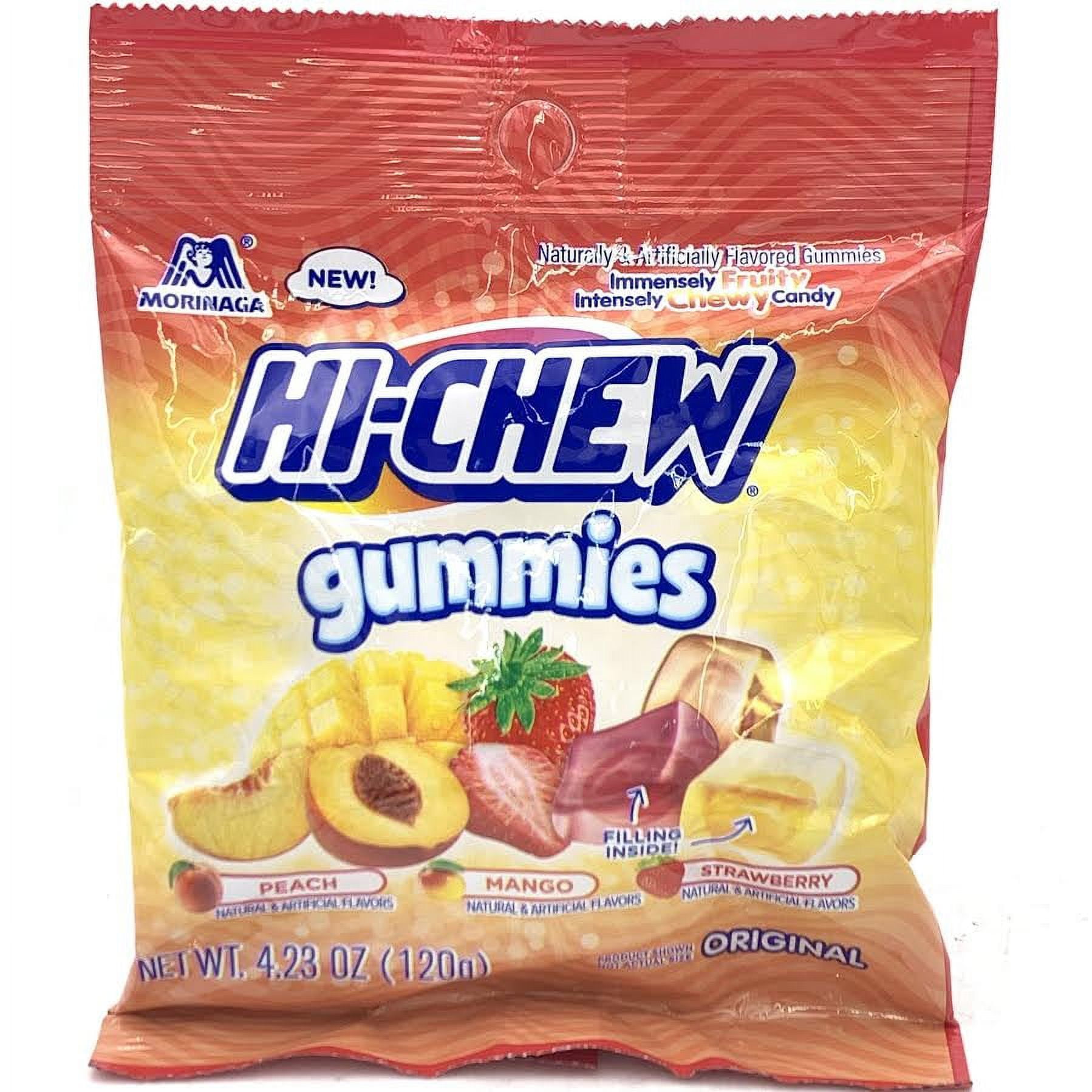 HI-CHEW Gummies Original Mix - Mango, Peach, Strawberry - Soft & Chewy Fruity Candy 4.23 oz Bags