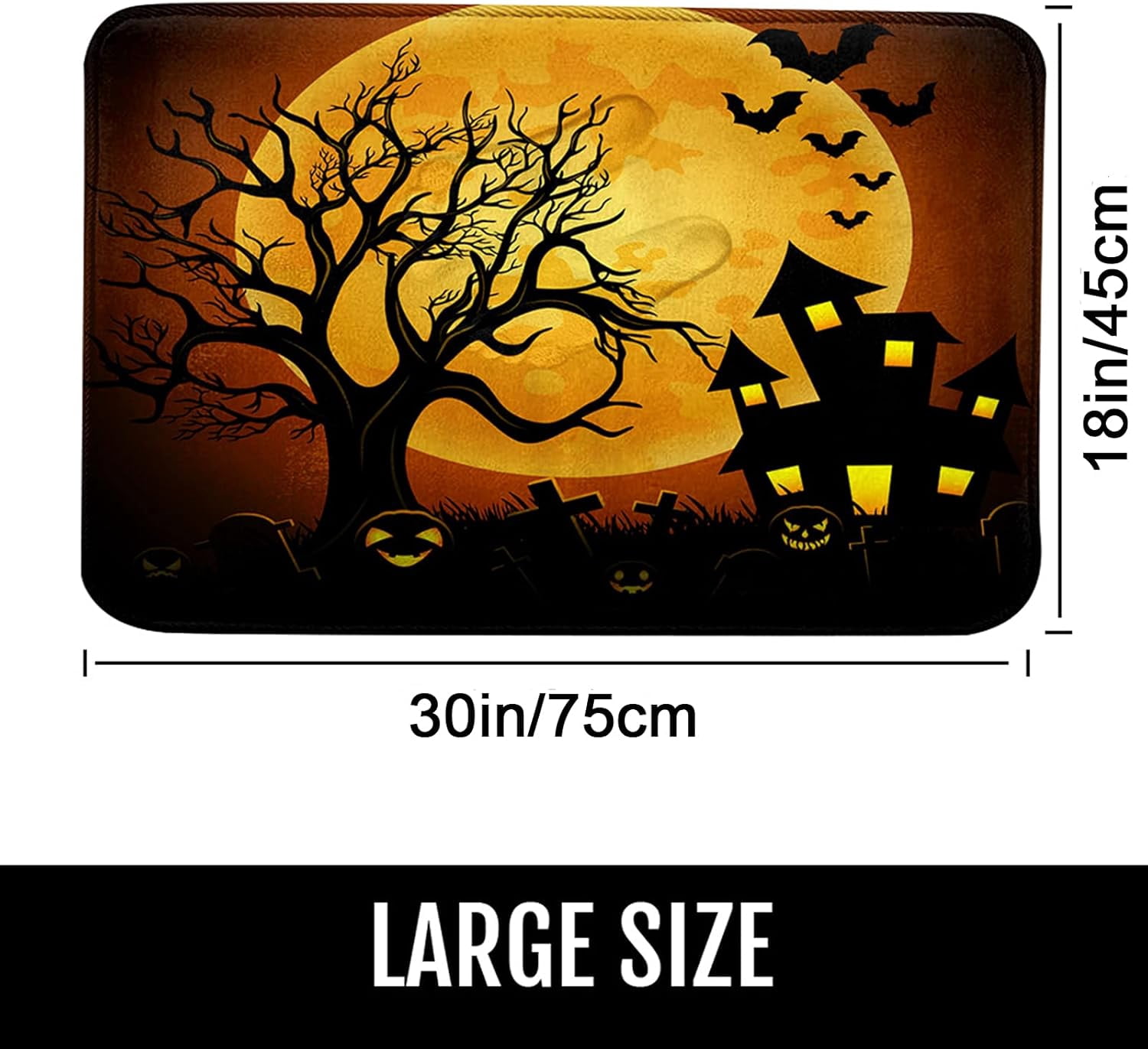 Halloween Bath Mat for Bathroom, Bathroom Mats Rugs No Silp, Halloween Bathroom Decorations 18x30 Inches for Home Kitchen Bedroom
