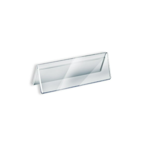 Two Sided Tent Style Clear Acrylic Sign Holder and Nameplate, Size: 11" W x 3" H on each side, 10-Pack