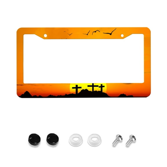 1ps Passion Of Jesus, Colored License Plate Frame, Front And Rear License Plate Covers, Aluminum License Plate Holder, Car Label, License Plate Holder, Men And Women, 12x6 Inches