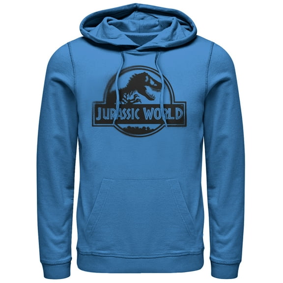 Men's Jurassic World: Fallen Kingdom Spray Paint Print Logo  Pull Over Hoodie Royal Blue Medium