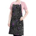 thumbnail image 5 of Halloween Spider Web with Purple Icons Apron-Garden Aprons for Women with Pockets-Cotton Linen Waterproof Kitchen Cooking Gardening Aprons Adjustable for Kitchen,Cooking,BBQ and Salon 32"x27", 5 of 7