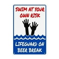 thumbnail image 1 of Swim At Your Own Risk Pool Sign Vintage Funny Plaque Outdoor 8 X 12 Inch High Quality Warning Sign, 1 of 8