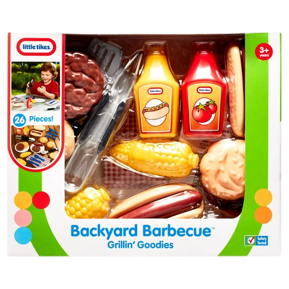 Little Tikes Backyard Barbeque, 26- Piece Plastic Play Food Toys Pretend Play Set, Grillin' Goodies for Picnic Pretend Play, Multicolor- for Kids Toddlers Girls Boys Ages 3 4 5