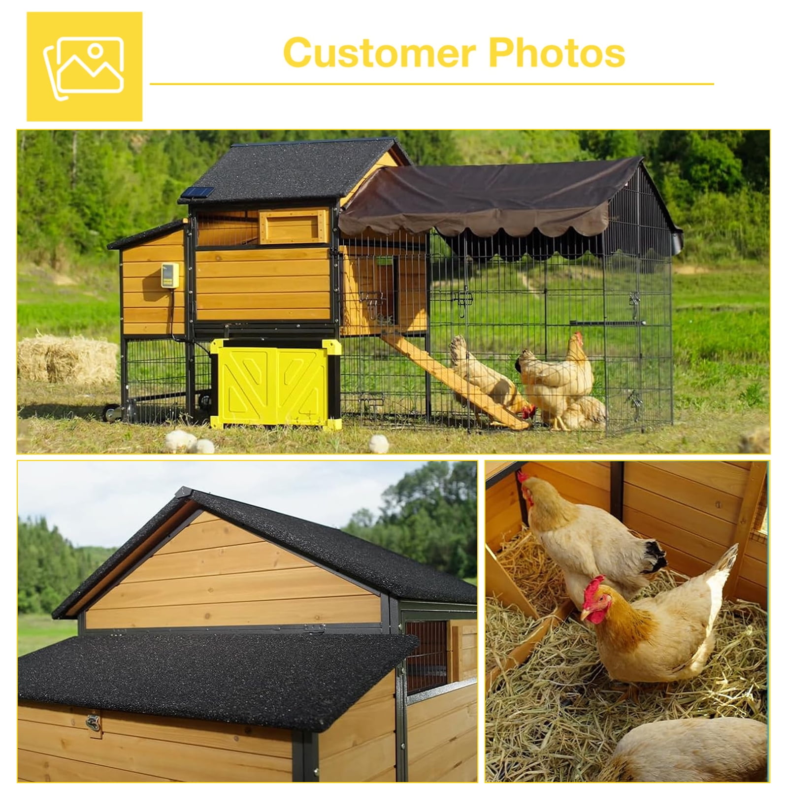 Aivituvin 85.6" Mobile Chicken Coop, Large All-Steel Frame Hen House for 6-8 Chickens Poultry Cage with Nesting Box, Waterproof Rain Cover Duck Coop