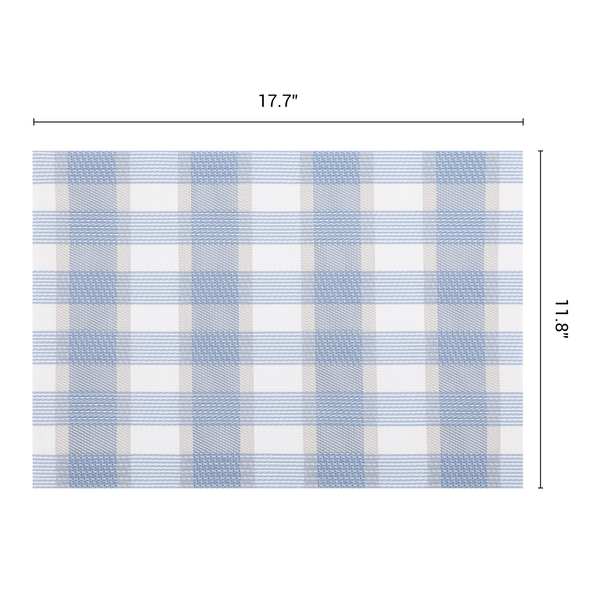 Unique Bargains Rectangle Set of 6 Plastic Washable Table Mats Blue 17.7x11.8inch