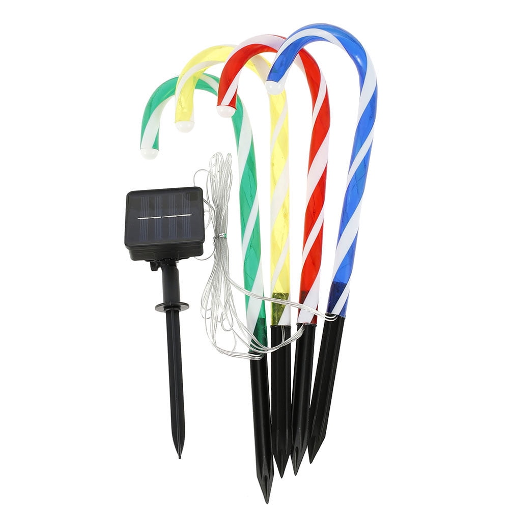 4PCS Christmas Candy Cane Pathway Marker Lights, Solar LED Pathway