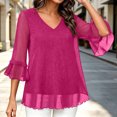 thumbnail image 2 of Stamzod Sparkly Tops for Women Trendy V Neck 3/4 Sleeve Mesh Shirts Fall Fashion Womens Blouses Dressy Casual, 2 of 9
