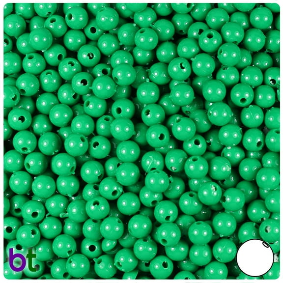 BeadTin Green Opaque 6mm Round Plastic Beads (500pcs)