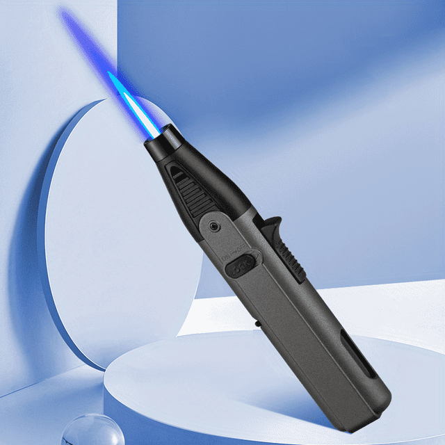 Butane Torch With Fuel Gauge, Refillable Kitchen Torch Lighter With Safety Lock And Adjustable Flame, One-handed Operation Blow Torch ForBBQ(Butane Gas Is Not Included)