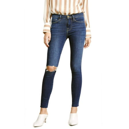 FRAME Denim Le Skinny De Jeanne with Raw Hem in Jolie (Destroyed)