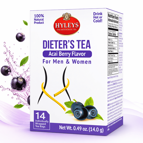 Hyleys Weight Loss Tea - Green Tea Fat Burner with Senna Leaf - Acai Berry Flavor - 14 Tea Bags - Digestive Tea