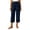 Navy-1, variant on Wide Leg Capri Pants for Women Elastic High Waisted Palazzo Pull On Flowy Beach Cropped Trousers with Pocket