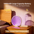 thumbnail image 2 of FIIOEOY Electric Fly Swatter Racket, 3 in 1 Mosquito Bug Zapper 3500V Handheld Mosquito Killer with 1600 mAh Rechargeable Battery, Purple Light and 3-Layer Safety Mesh for Indoor Outdoor, 2 of 8