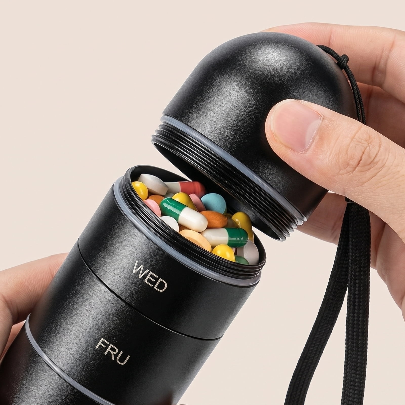 Pill Organizer Aluminum Alloy 7 Day Portable Waterproof Travel Pill Case For Daily Medication